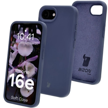 Silikonowe etui Bizon Soft Case do iPhone 16e, ciemnoniebieskie