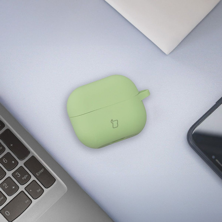 Silikonowe etui z karabińczykiem Bizon Case Headphone Silicone do Galaxy Buds 3/3 Pro/3 FE, jasnozielone