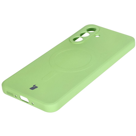 Silikonowe etui z pierścieniem magnetycznym Bizon Case Silicone Magnetic Sq do Galaxy A26 5G, jasnozielone
