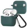 Silikonowe etui z karabińczykiem Bizon Case Headphone Silicone do AirPods 4, ciemnozielone