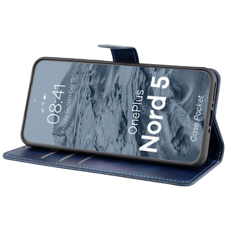 Etui z klapką Bizon Case Pocket do OnePlus Nord 5, granatowe