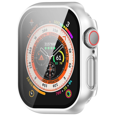 Etui ze szkłem do zegarka Bizon Case+Glass Watch do Apple Watch 11 / 10 (46mm), srebrne