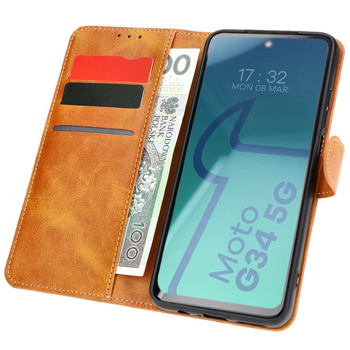 Etui z klapką Bizon Case Pocket do Motorola Moto G34 5G, brązowe