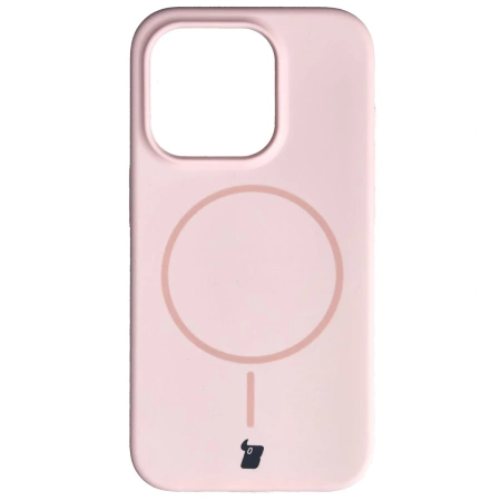 Silikonowe etui z pierścieniem magnetycznym Bizon Soft Case Magnetic do iPhone 15 Pro, jasnoróżowe