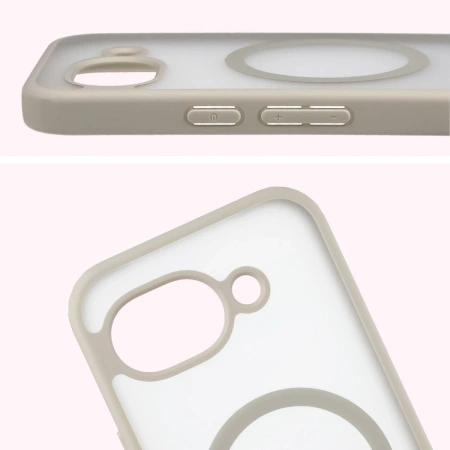 Etui z pierścieniem magnetycznym Bizon Case MatteO do Google Pixel 10a, przydymione-beżowe