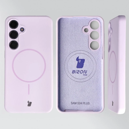 Silikonowe etui z pierścieniem magnetycznym Bizon Soft Case Magnetic do Galaxy S24 Plus, jasnofioletowe