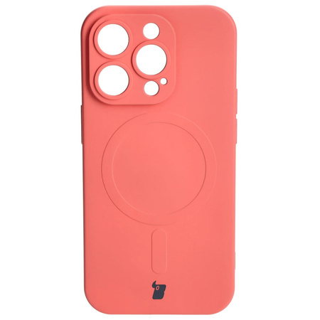 Etui silikonowe z pierścieniem magnetycznym Bizon Case Silicone Magnetic do iPhone 14 Pro, brudnoróżowe