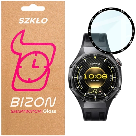 Szkło hybrydowe Bizon Glass Watch Edge Hybrid dla Huawei Watch GT6 Pro 46 mm, czarne