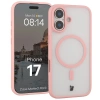 Etui z pierścieniem magnetycznym + szkło hartowane Bizon MatteO Pack do iPhone 17, przydymione-jasnoróżowe