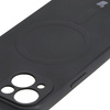 Etui silikonowe z pierścieniem magnetycznym Bizon Case Silicone Magnetic do iPhone 13, czarne