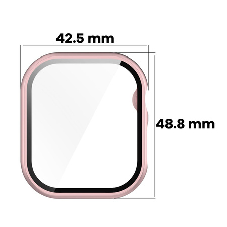 Etui ze szkłem do zegarka Bizon Case+Glass Watch do Apple Watch 11 / 10 (46mm), jasnoróżowe