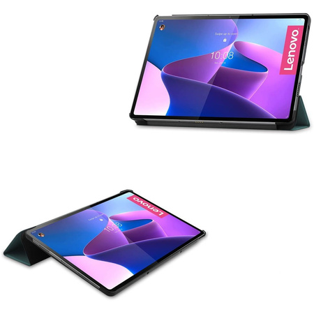 Etui Bizon Case Tab Croc do Lenovo Tab P12 Pro, ciemnozielone