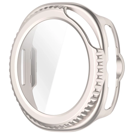 Etui ze szkłem do zegarka Bizon Case+Glass Watch do Samsung Galaxy Watch 8 Classic 46 mm, szampańskie