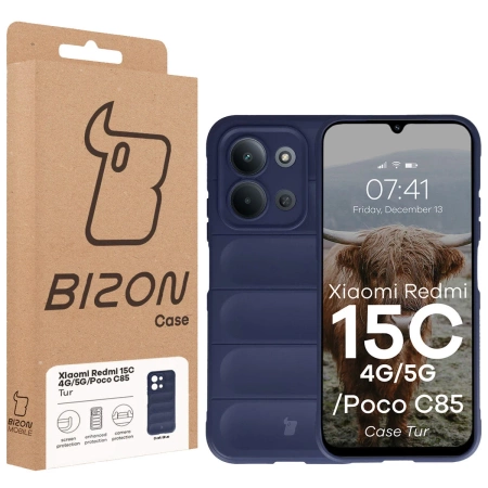 Pancerne etui Bizon Case Tur do Xiaomi Redmi 15C 4G / 5G / POCO C85 4G, granatowe