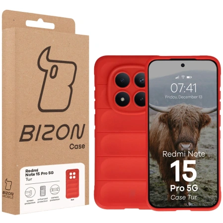 Pancerne etui Bizon Case Tur do Xiaomi Redmi Note 15 Pro 5G, czerwone