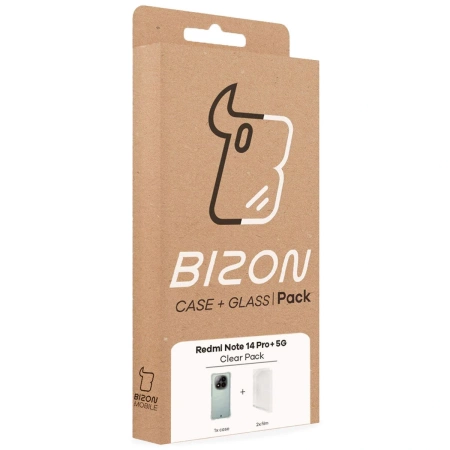 Elastyczne etui + 2x folia na ekran Bizon Case Clear Pack do Xiaomi Redmi Note 14 Pro Plus 5G