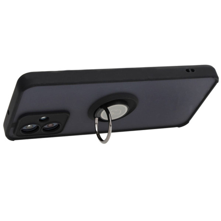 Etui z uchwytem na palec Bizon Case Hybrid Ring do Motorola Moto G54 5G/G54 Power, przydymione z czarną ramką