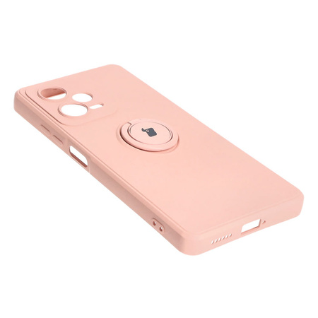 Etui Bizon Case Silicone Ring Sq do Xiaomi Redmi Note 12 Pro Plus 5G, jasnoróżowe