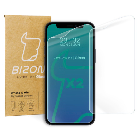 Folia hydrożelowa na ekran Bizon Glass Hydrogel, iPhone 12 Mini, 2 sztuki