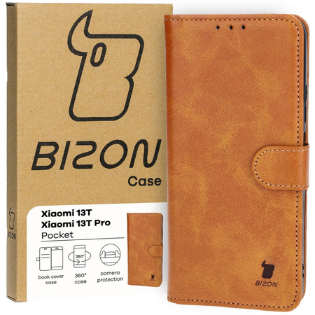 Etui z klapką Bizon Case Pocket do Xiaomi 13T Pro / 13T, brązowe