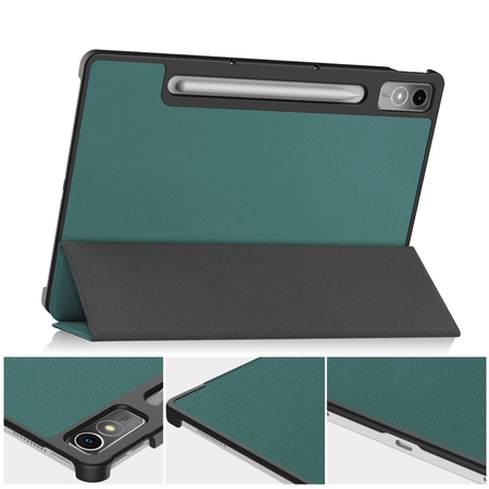 Etui Bizon Case Tab Croc do Lenovo Tab P12 12.7 TB 370, ciemnozielone