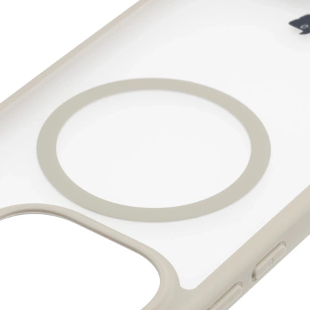 Etui z pierścieniem magnetycznym Bizon Case MatteO do Xiaomi 15T Pro, przydymione-beżowe