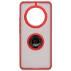 Etui z uchwytem na palec Bizon Case Hybrid Ring do Realme 14 Pro 5G, przydymione z czerwoną ramką