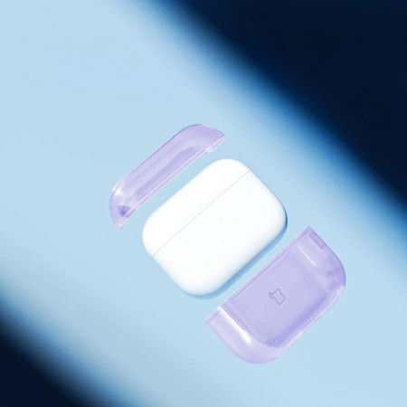 Elastyczne etui z karabińczykiem Bizon Case Headphone Clear do AirPods Pro 3, przeźroczysto-fioletowe