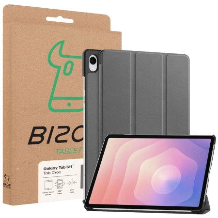 Etui z klapką Bizon Case Tab Croc do Galaxy Tab S11, szare