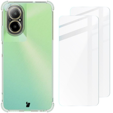 Etui + 2x szkło Bizon Case Clear Pack do Realme C67 4G, przezroczyste