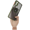 Etui z uchwytem na palec Bizon Case Hybrid Ring do Motorola Moto G42 , przydymione z zieloną ramką