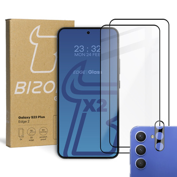 2x Szkło + szybka na aparat Bizon Edge 2 Pack do Galaxy S23 Plus