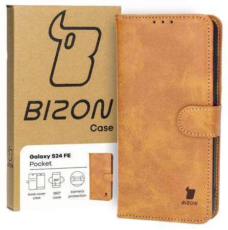 Etui z klapką Bizon Case Pocket do Galaxy S24 FE, brązowe