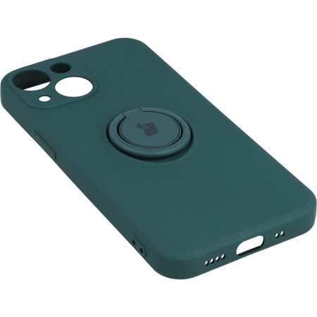 Etui Bizon Case Silicone Ring do iPhone 13 Mini, ciemnozielone