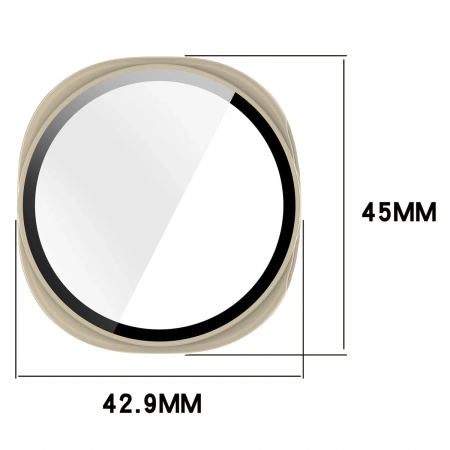 Etui ze szkłem do zegarka Bizon Case+Glass Watch do Samsung Galaxy Watch 8 40 mm, beżowe