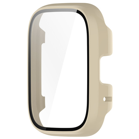 Etui Bizon Case+Glass Watch do Xiaomi Redmi Watch 3 Active, beżowe