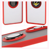 Etui z uchwytem na palec Bizon Case Hybrid Ring do Galaxy S25 Edge, przydymione z czerwoną ramką
