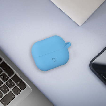 Silikonowe etui z karabińczykiem Bizon Case Headphone Silicone do Galaxy Buds 3/3 Pro/3 FE, niebieskie