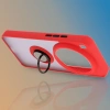 Etui z uchwytem na palec Bizon Case Hybrid Ring do Xiaomi 15 Ultra, przydymione z czerwoną ramką