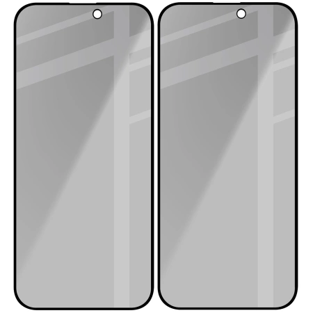 Prywatyzujące szkło hartowane Bizon Glass Edge Shadow Duo do iPhone 16 Pro Max, przyciemniane z czarną ramką, 2 sztuki