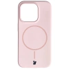 Silikonowe etui z pierścieniem magnetycznym Bizon Soft Case Magnetic do iPhone 15 Pro, jasnoróżowe