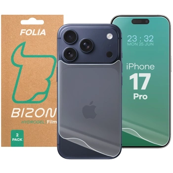 Folia hydrożelowa na tył i przód Bizon Glass Hydrogel Pack do iPhone 17 Pro