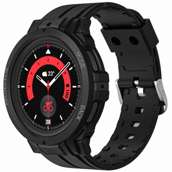 Etui z paskiem Bizon Strap + Case Watch Action Pro do Samsung Galaxy Watch 5 Pro 45 mm, czarne