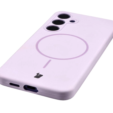 Silikonowe etui z pierścieniem magnetycznym Bizon Soft Case Magnetic do Galaxy S24 Plus, jasnofioletowe