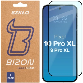 Szkło hartowane Bizon Glass Edge Duo do Google Pixel 10 Pro XL / 9 Pro XL, czarna ramka, 2 sztuki