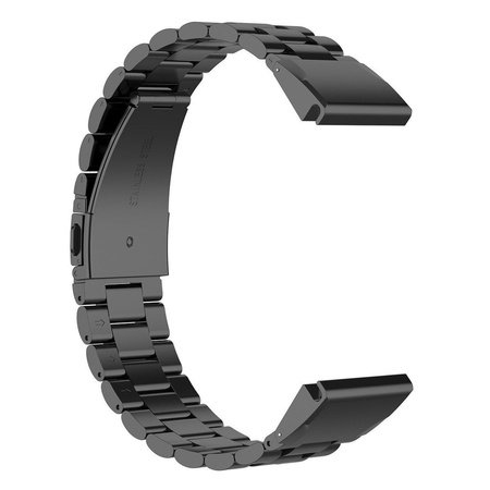 Pasek ze stali nierdzewnej do smartwatcha, Bizon Strap Watch Aura, QuickFit 22 mm, czarny