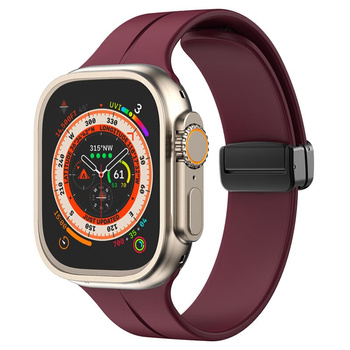 Silikonowy pasek Bizon Strap Watch Silicone do Apple Watch 44/45/49mm, burgundowy