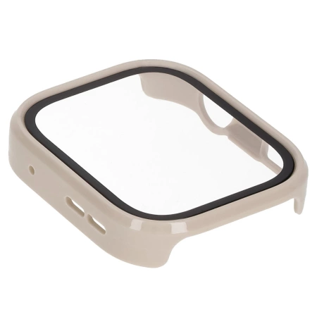 Etui ze szkłem do zegarka Bizon Case+Glass Watch do Huawei Watch Fit 4 Pro, beżowe