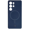 Silikonowe etui z pierścieniem magnetycznym Bizon Soft Case Magnetic do Galaxy S25 Ultra, granatowe