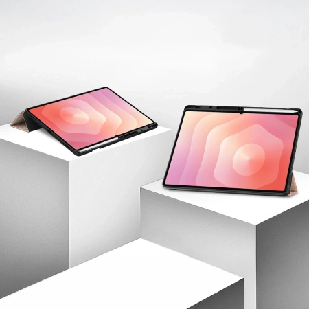 Etui z klapką Bizon Case Tab Lizard do Galaxy Tab S11 Ultra, różowozłote